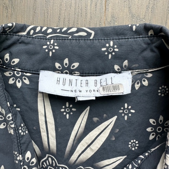 Hunter Bell Hattie Dress Midi Floral Printed Long Sleeves Blue Grey White - S - Picture 4 of 11